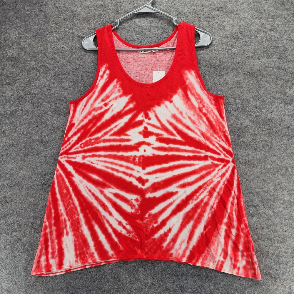 Cato Tank Top Womens Large Sleeveless Red Tie Dye